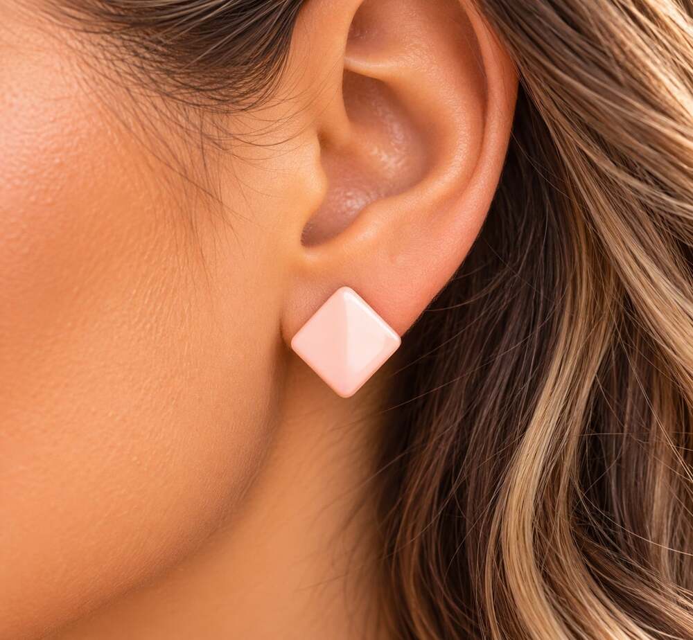 BOGO FREE PINK VTG STATEMENT SQUARE EARRINGS